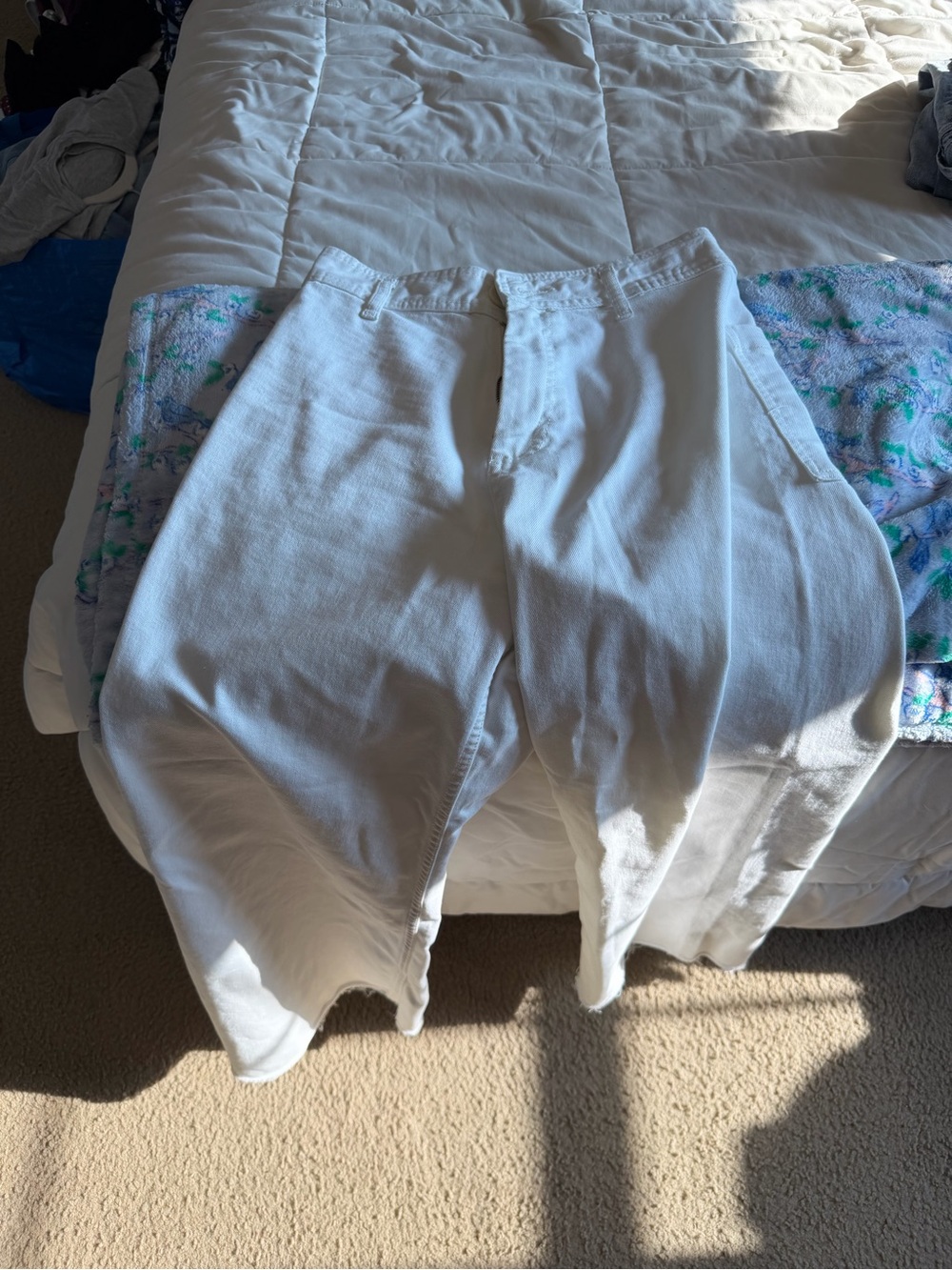Men's White Casual Pants - Classic Straight Fit